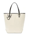 Jw Anderson Jw Tall Anchor Logo Plaque Tote Bag In White/black