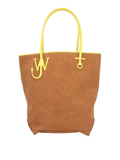 Jw Anderson Anchor Tall Canvas Tote Bag In Beige