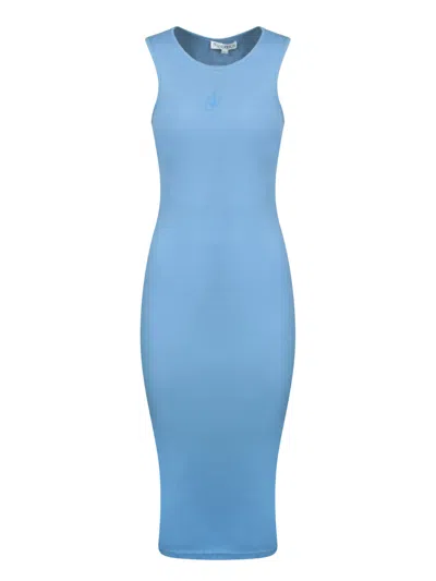 Jw Anderson J. W. Anderson Ribbed Cotton Midi Dress In Blue
