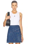 Jw Anderson Crew Neck Ribbed Sleeveless Top Straight Hem In White