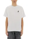 Jw Anderson Men White Crewneck T-shirt With Logo Embroidery On The Front In Cotton Man In White