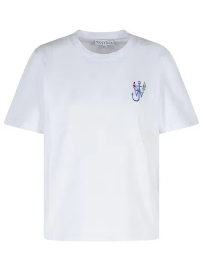 JW ANDERSON ANCHOR WHITE COTTON T-SHIRT
