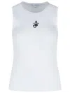 Jw Anderson Crew Neck Ribbed Sleeveless Top Straight Hem In White