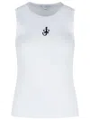 Jw Anderson Crew Neck Ribbed Sleeveless Top Straight Hem In White