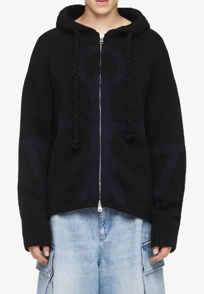 JW ANDERSON ANCHOR ZIP-UP HOODED SWEATSHIRTS