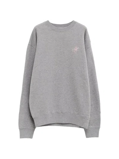 Jw Anderson Grey Cotton Sweatshirt With Embroidered Logo In Gray
