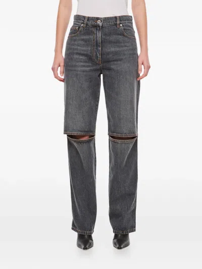 Jw Anderson Anchor-logo Cut-out Jeans In Black