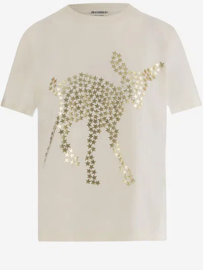 Jw Anderson Animal And Star Print T-shirt In Neutral