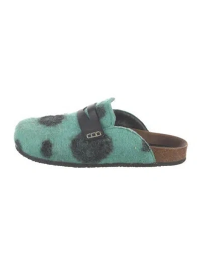 Pre-owned Jw Anderson Animal Print Slides In Green