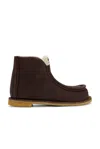 Jw Anderson Shearling-lined Suede Boots In Chocolate & Mrn Beige