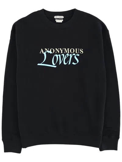 Jw Anderson Anonymous Lovers Embroidered Sweatshirt In Black