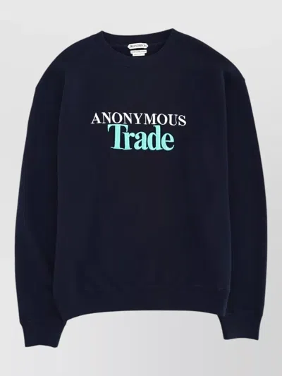 Jw Anderson Anonymous Trade Logo Crew Neck Sweatshirt In Blue