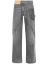 Jw Anderson J. W. Anderson Wide-leg Twisted Design Denim Pants In Grey