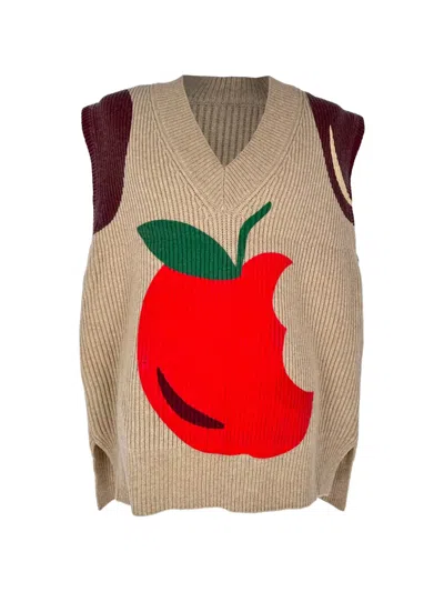 Pre-owned Jw Anderson Apple-printed Ribbed Sweater Vest In Neutrals