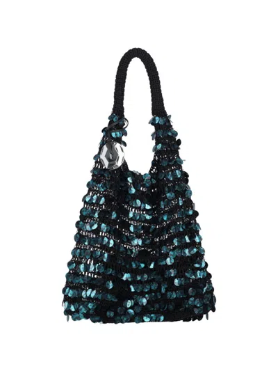 Jw Anderson Green Sequin Hobo Shoulder Bag In Black