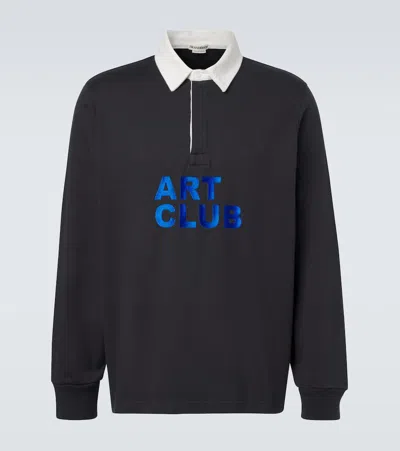 Jw Anderson Art Club Cotton Jersey Polo Shirt In Black