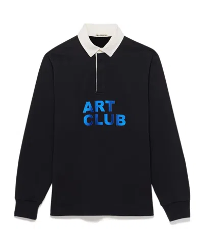 Jw Anderson Art Club Rugby Polo Top In Black