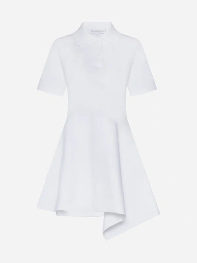 Jw Anderson Asymmetric Cotton Polo Dress In White