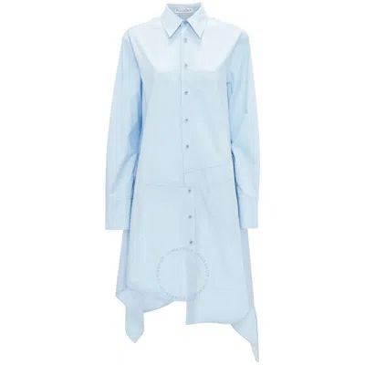 Jw Anderson Asymmetric Cotton Shirtdress In Blue