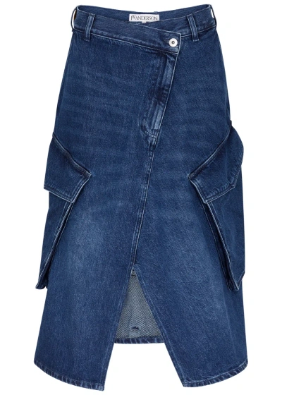 JW ANDERSON ASYMMETRIC DENIM CARGO SKIRT