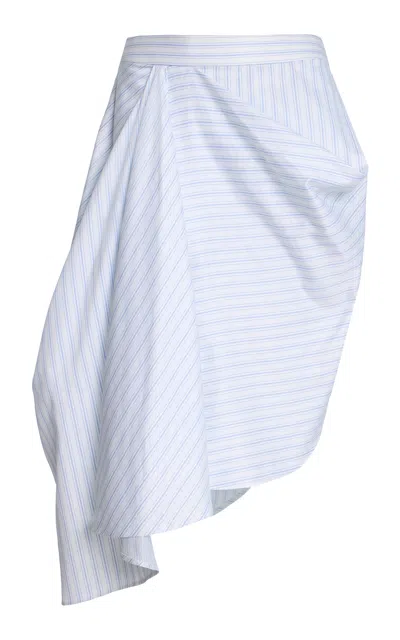 Jw Anderson Asymmetric Draped Cotton Midi Skirt In Blue