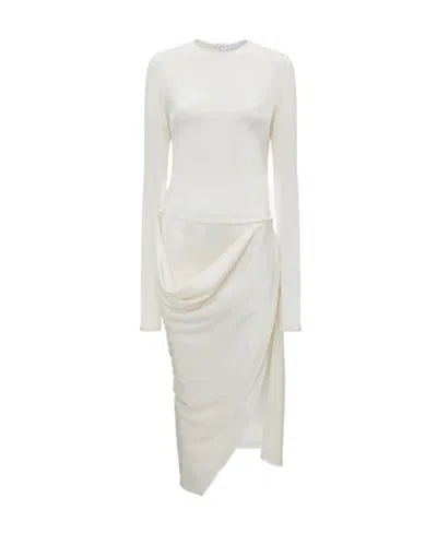 Jw Anderson Asymmetric Draped Dress In White