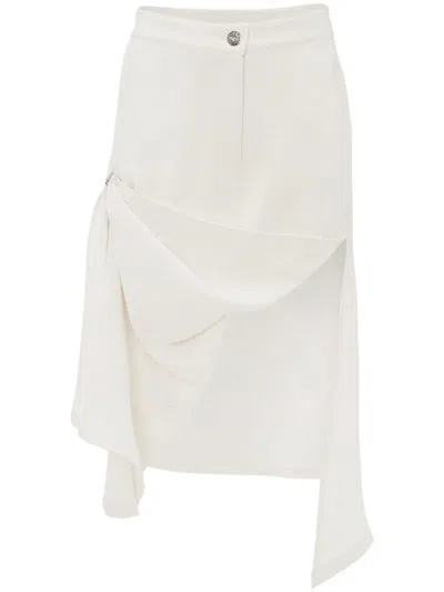 Jw Anderson Asymmetric Draped Skirt In White