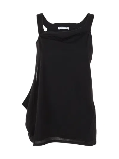 Jw Anderson J.w. Anderson Asymmetric Draped Top In Black