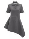 Jw Anderson Asymmetric-hem Polo-collar Mini Dress In Blue