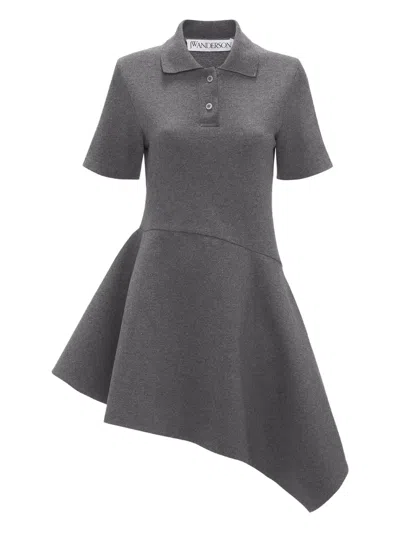 Jw Anderson Asymmetric-hem Polo-collar Mini Dress In Blue