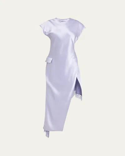 Jw Anderson Asymmetric Lace Trim Layered Dress In Lilac