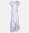 Jw Anderson Asymmetric Lace-trimmed Satin Midi Dress In Purple