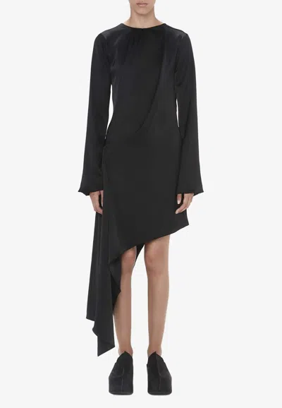 Jw Anderson Long Sleeve Asymmetric Dress In Black