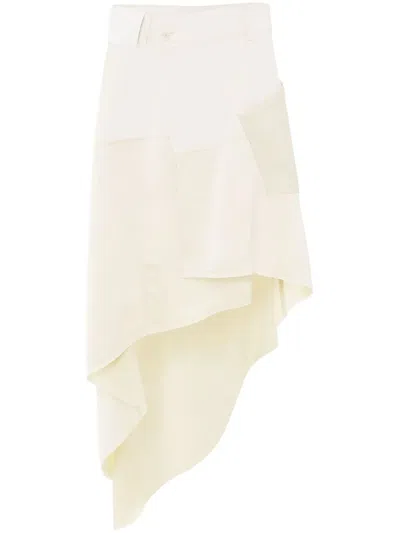 Jw Anderson Asymmetric Midi Skirt In White