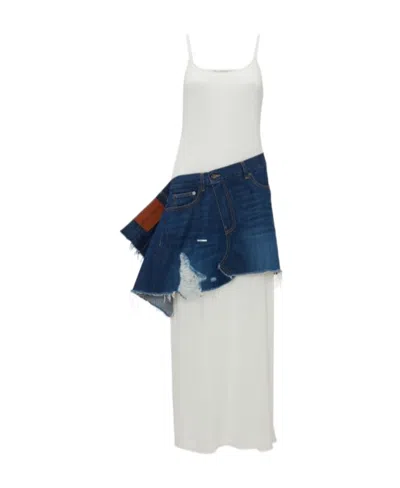Jw Anderson Asymmetric Panelled Midi Dress In White