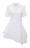 Jw Anderson Asymmetric Mini Polo Dress In White