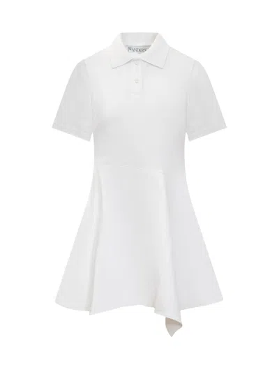 Jw Anderson Asymmetric Polo Dress In White