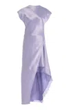 Jw Anderson Asymmetric Lace Trim Layered Dress In Purple