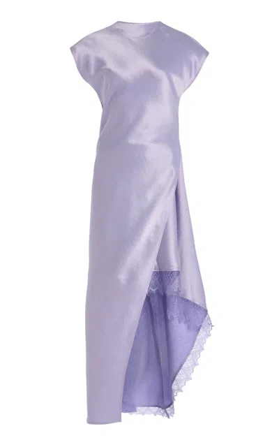 Jw Anderson Asymmetric Satin Maxi Dress In Purple