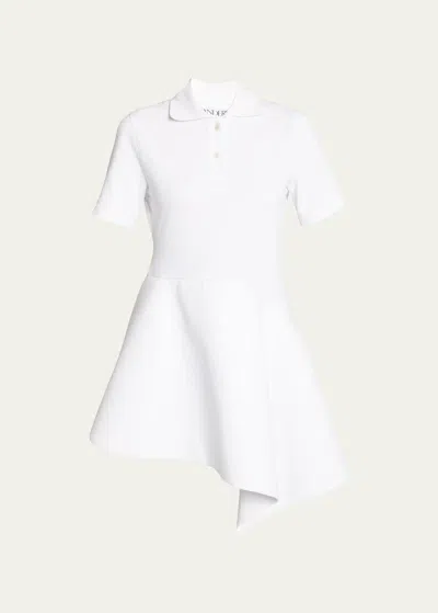 Jw Anderson Asymmetric Short-sleeve Mini Polo Dress In White