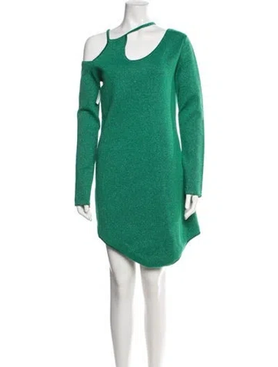 Pre-owned Jw Anderson Asymmetrical Mini Dress W/ Tags In Green/metallic