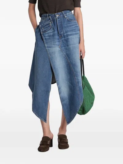 Jw Anderson Asymmetric-hem Panelled Midi Skirt In Blue