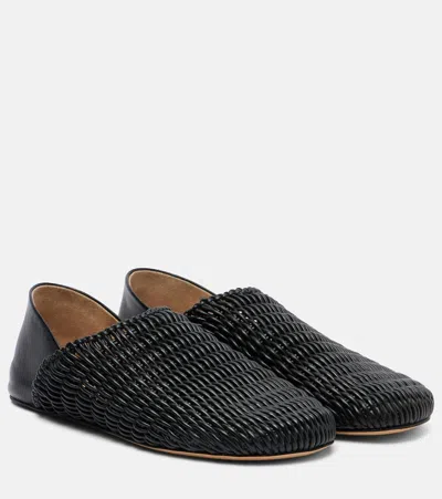 Jw Anderson Babouche Woven Leather Loafers In Black