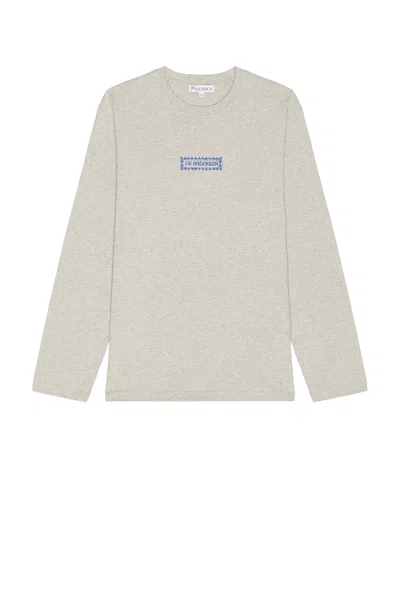 Jw Anderson Back Print Long Sleeve T-shirt In Light Grey Melange