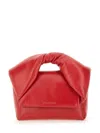 Jw Anderson Leather Shoulder Bag With Twisted Handle In Red