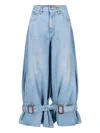 Jw Anderson Wide Jeans With Adjustable Ankle Height Belts In Light Blue