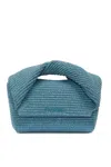 Jw Anderson Medium Twister Raffia Tote Bag In Blue Blu E Verdi