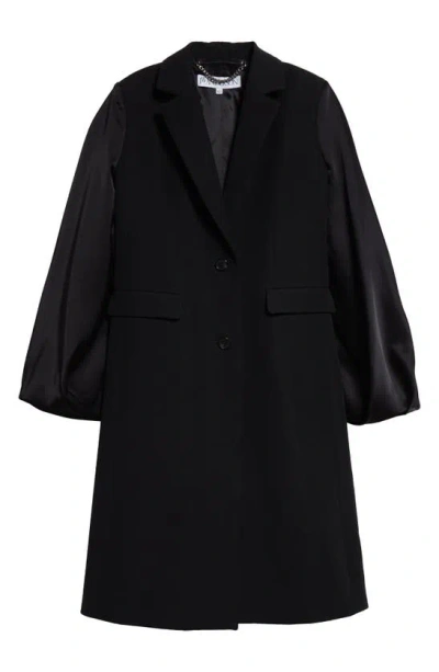 Jw Anderson Ballooon Sleeve Mixed Media Coat In Black