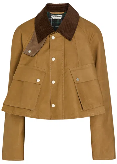 Jw Anderson Barn Corduroy Collar Cotton Jacket In Brown