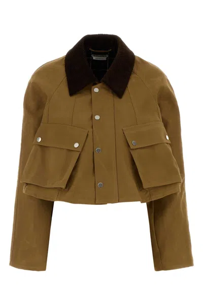 Jw Anderson Cropped Barn Jacket Corduroy Collar Flap Pockets In Brown